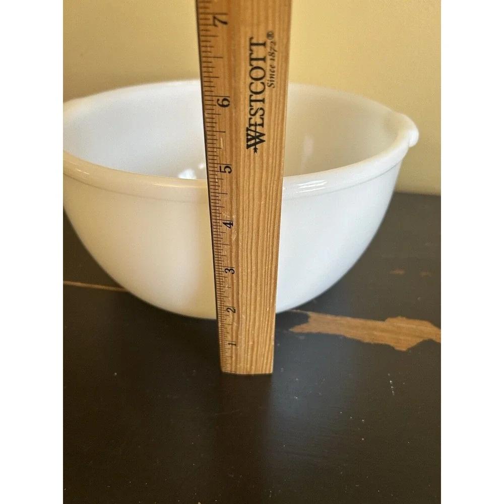 Vintage Glasbake Made‎ for Sunbeam Large White Milk Glass Mixer Mixing Bowl